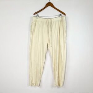 Les Tien Organics Cotton Sweatpants Folded Hem Drawstring Cream‎ Size Xl Lounge